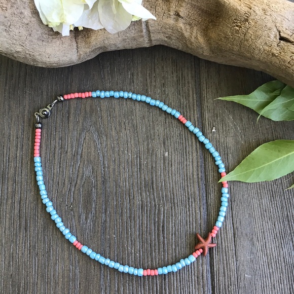 🥥🌿Handmade Beaded Starfish Necklace🌿🥥 - Picture 3 of 6